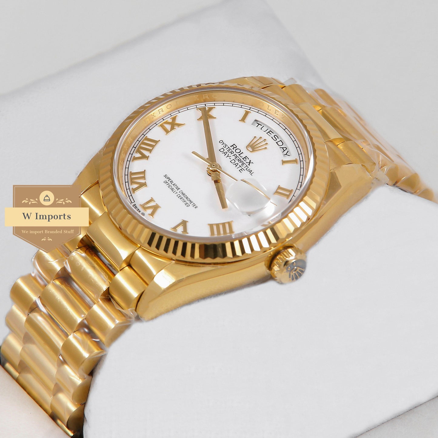 Latest Collection 36 Yellow Gold With White Dial & Roman Numeral Automatic Watch EW Made