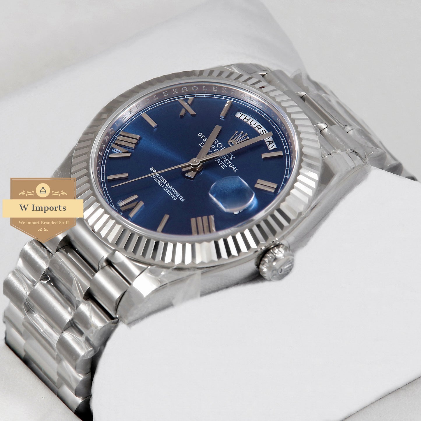 Latest Collection 40 Silver With Blue Dial & Roman Numerals Automatic Watch GS Made