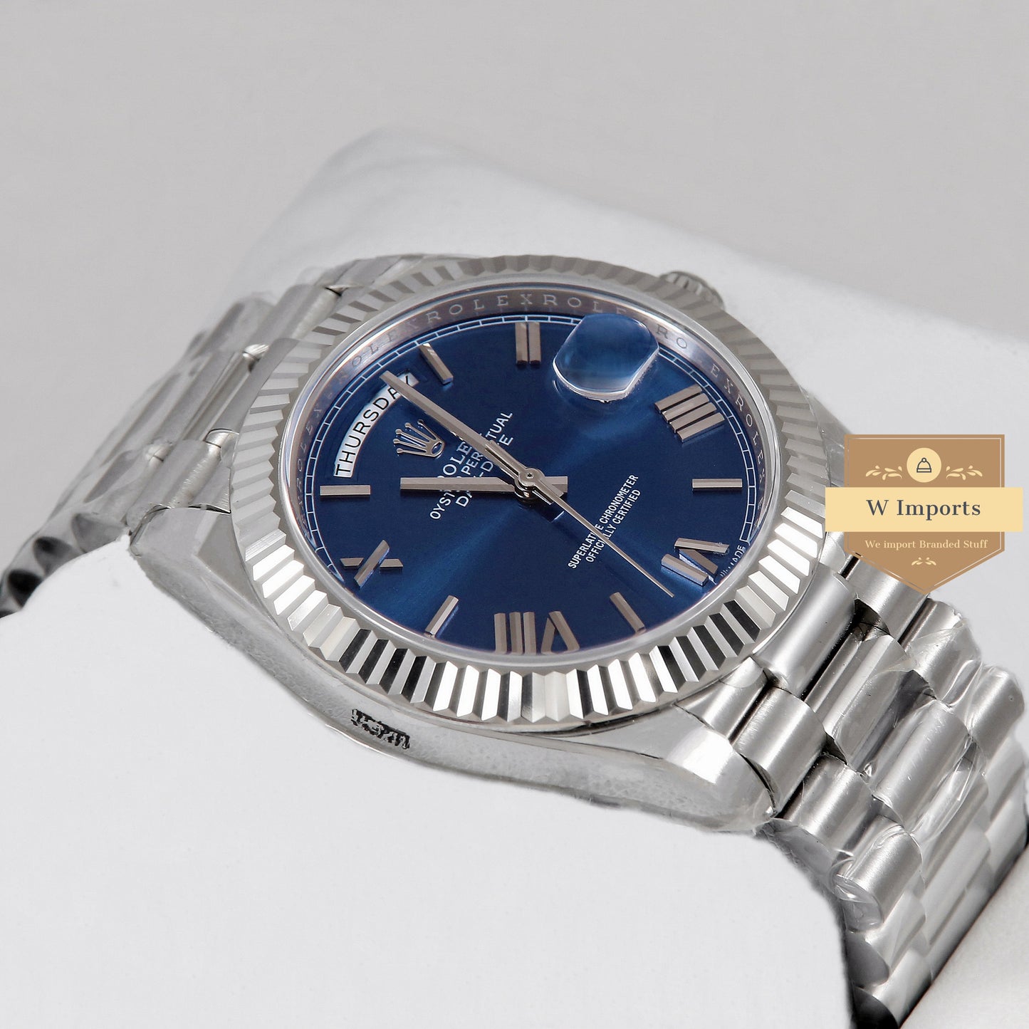 Latest Collection 40 Silver With Blue Dial & Roman Numerals Automatic Watch GS Made