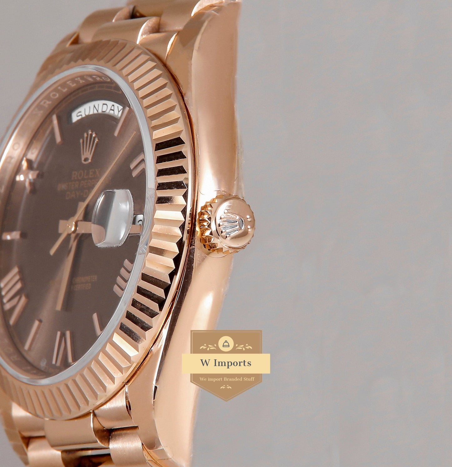 Latest Collection 40 Rose Gold With Chocolate Brown Dial & Roman Numerals Automatic Watch EW Made