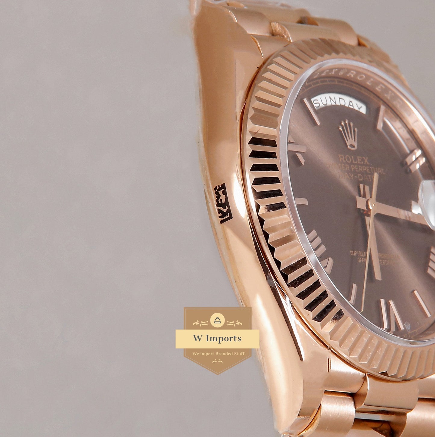 Latest Collection 40 Rose Gold With Chocolate Brown Dial & Roman Numerals Automatic Watch EW Made