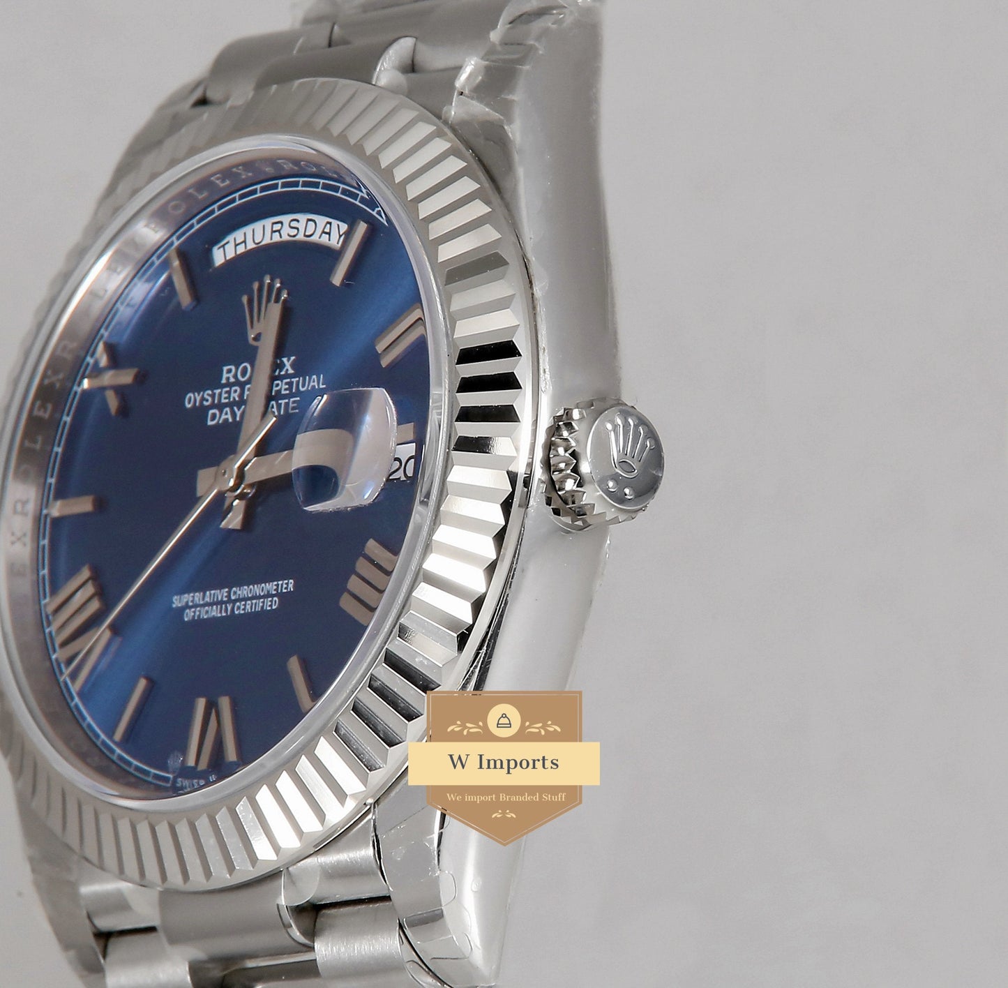 Latest Collection 40 Silver With Blue Dial & Roman Numerals Automatic Watch GS Made