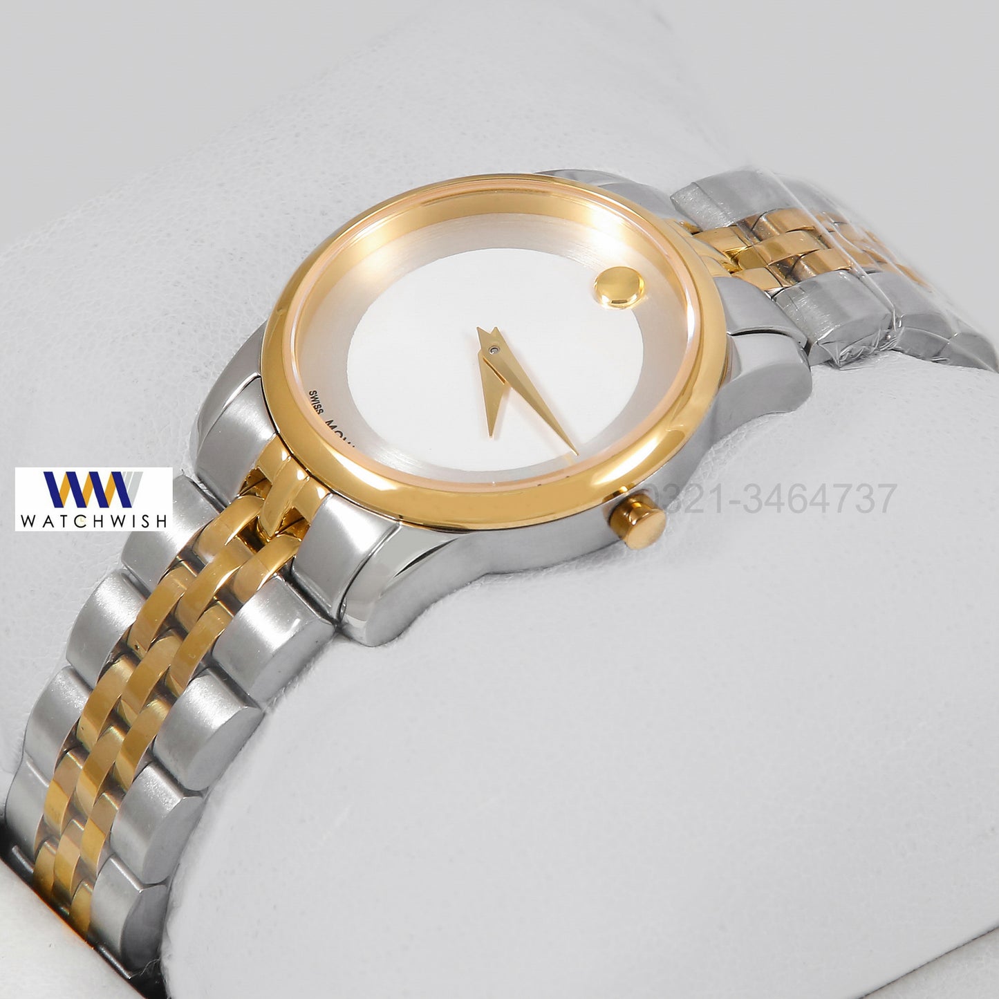 Latest Collection Two Tone Yellow Gold With White Dial Ladies Watch