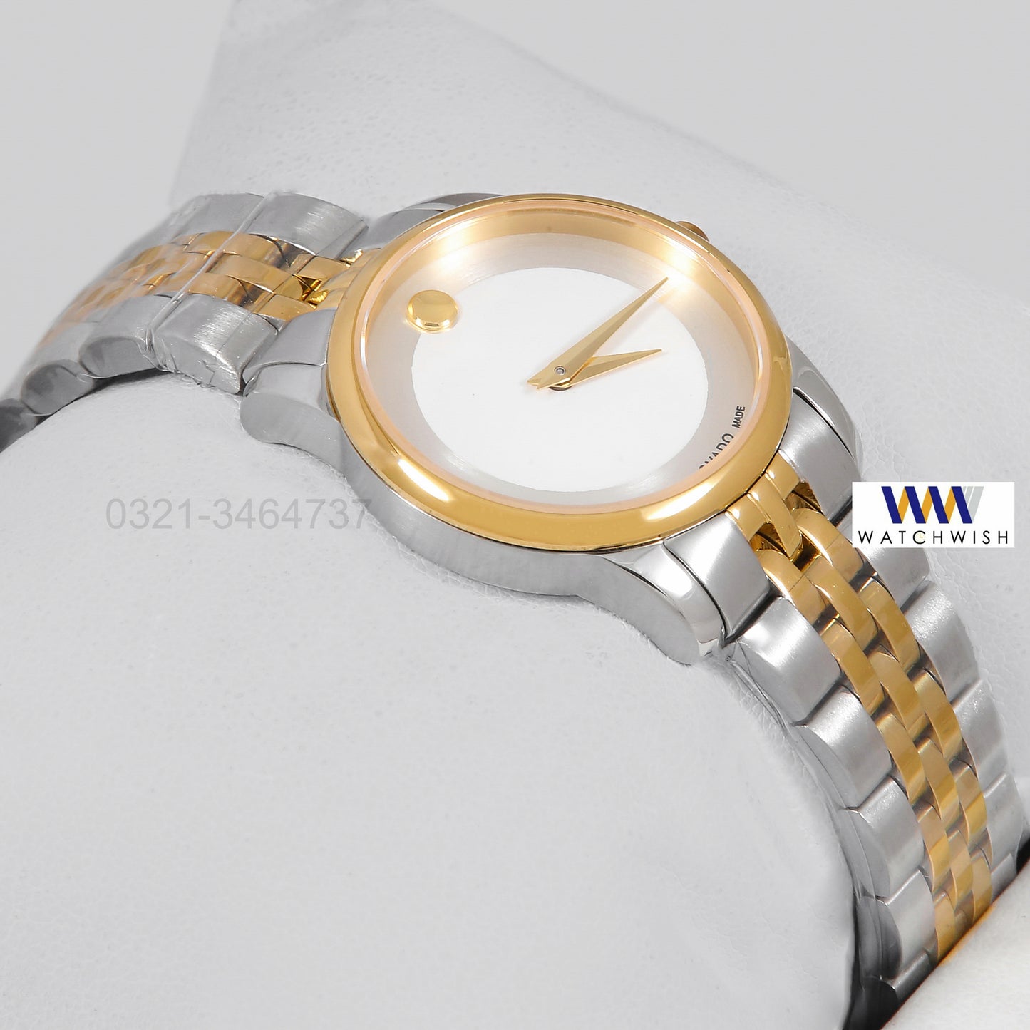 Latest Collection Two Tone Yellow Gold With White Dial Ladies Watch