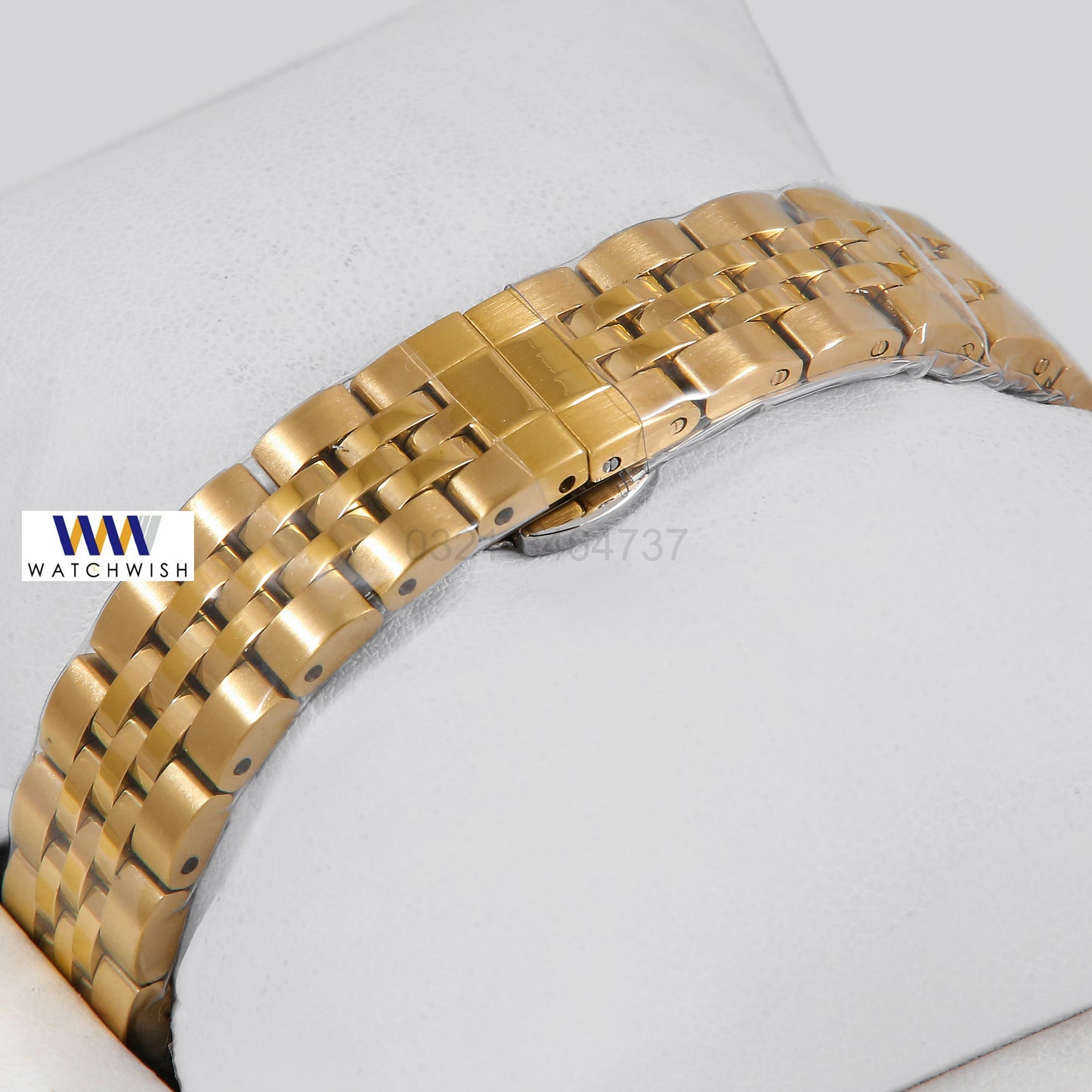 Latest Collection Yellow Gold With Black Dial & Stone Figure Ladies Watch