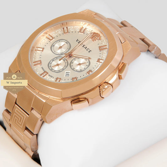 LATEST COLLECTION CHRONOGRAPH ROSE GOLD WITH WHITE DIAL CHAIN WATCH