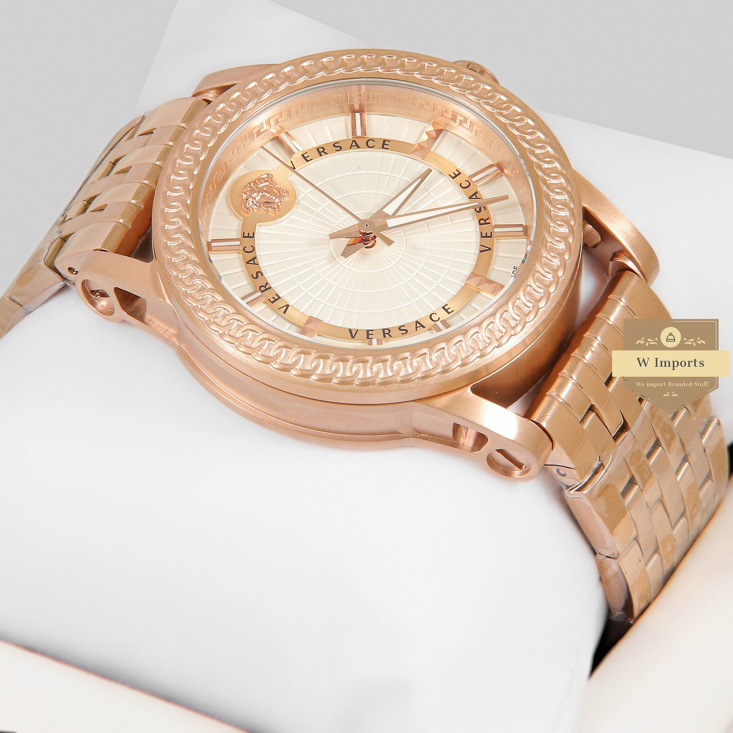 LATEST COLLECTION ROSE GOLD WITH WHITE DIAL CHAIN WATCH