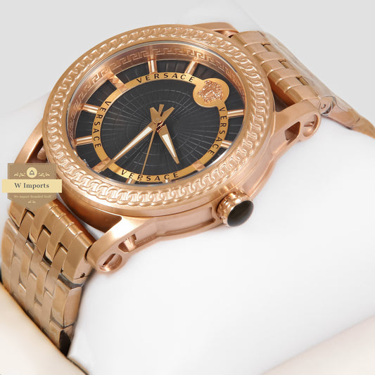 LATEST COLLECTION ROSE GOLD WITH BLACK DIAL CHAIN WATCH