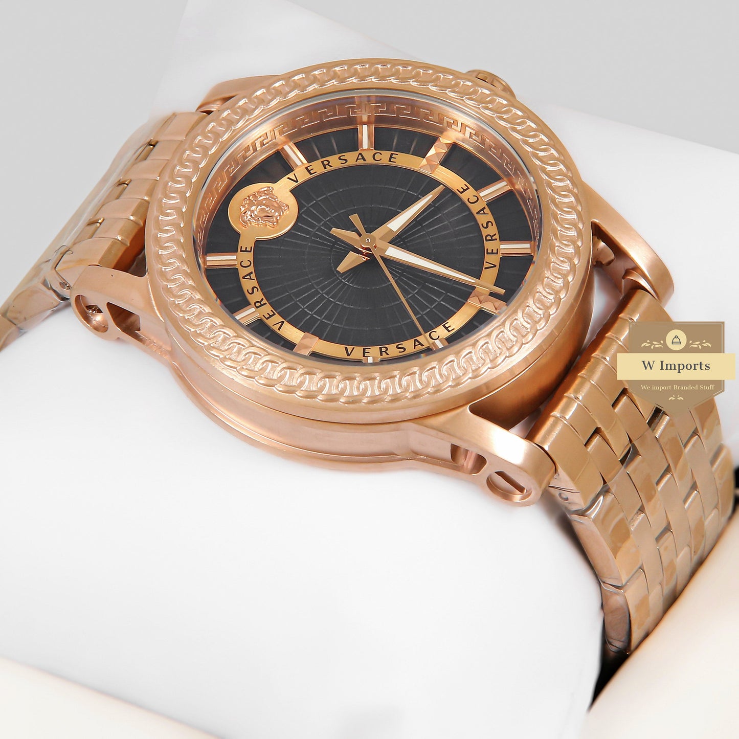 LATEST COLLECTION ROSE GOLD WITH BLACK DIAL CHAIN WATCH