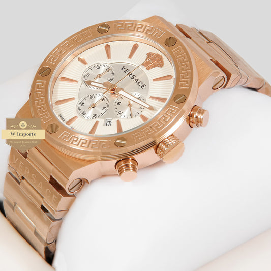 LATEST COLLECTION CHRONOGRAPH ROSE GOLD STAINLESS STEEL WITH WHITE DIAL
