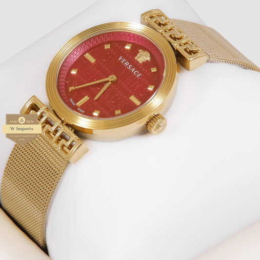 LATEST COLLECTION YELLOW GOLD WITH RED DIAL LADIES WATCH