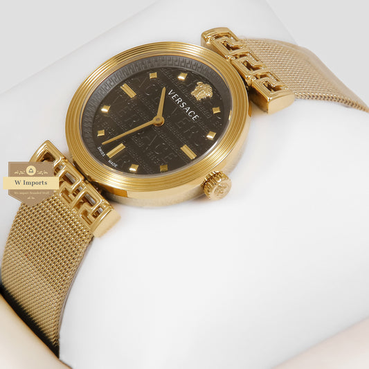 LATEST COLLECTION YELLOW GOLD WITH BLACK DIAL LADIES WATCH