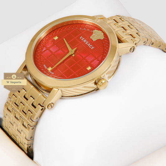 LATEST COLLECTION YELLOW GOLD WITH RED DIAL LADIES WATCH