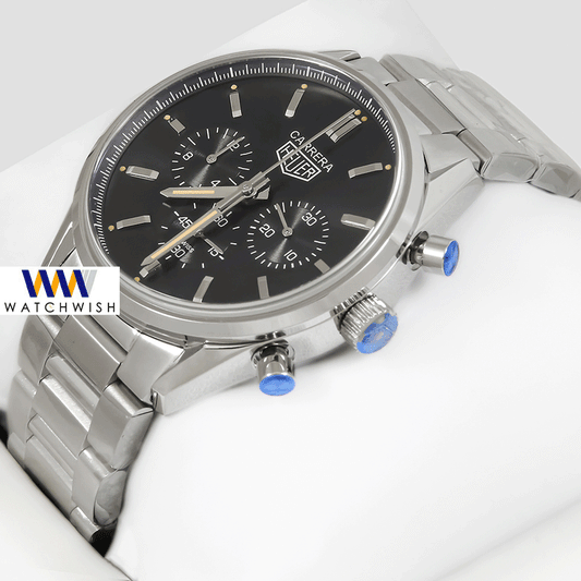 Latest Collection Chronograph Silver With Black Dial Chain Watch