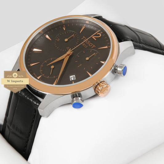 LATEST COLLECTION SILVER CASE WITH BLACK DIAL & LEATHER STRAP