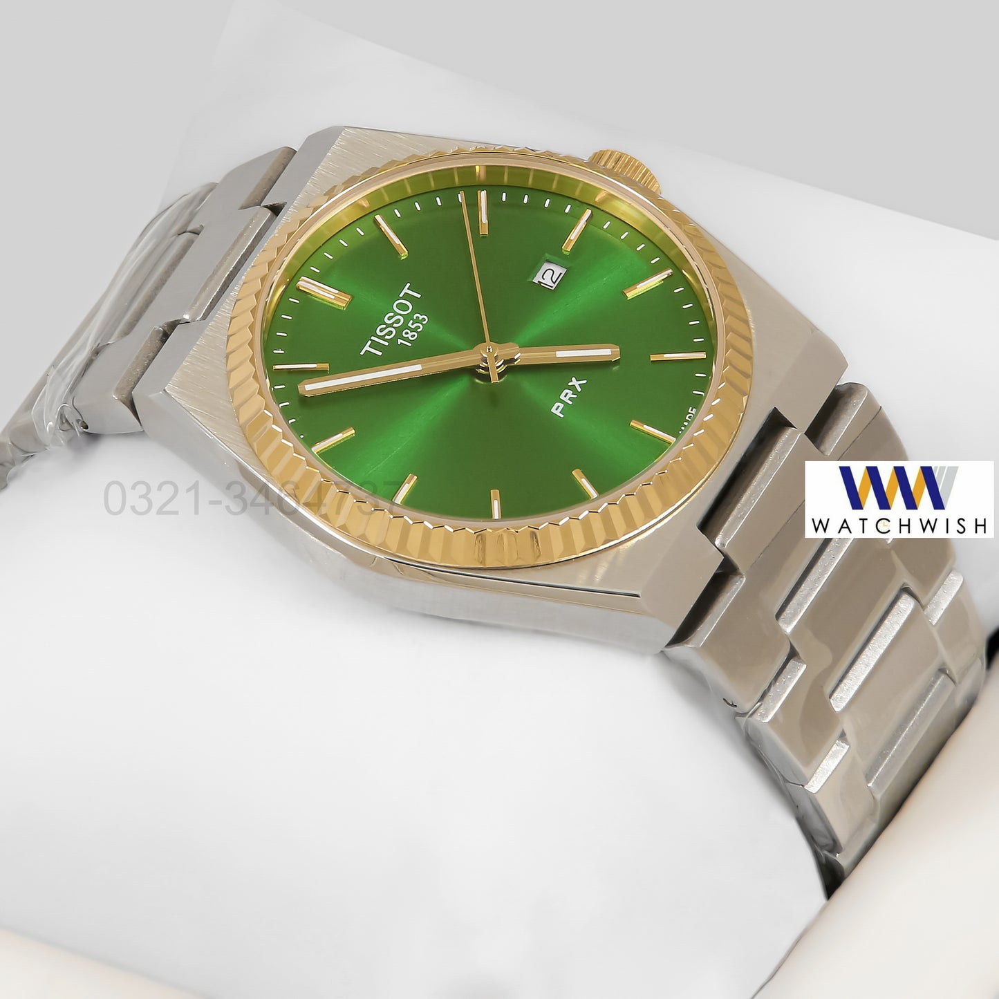 LATEST COLLECTION PRX SILVER WITH GREEN DIAL WATCH