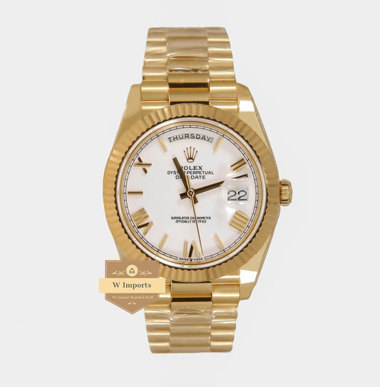 Latest Collection 40 Yellow Gold With White Dial & Roman Numeral Automatic Watch EW Made