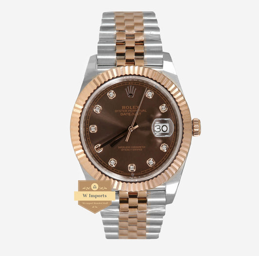 Latest Collection 41 Two Tone Rose Gold With Brown Dial Automatic Watch EW Made