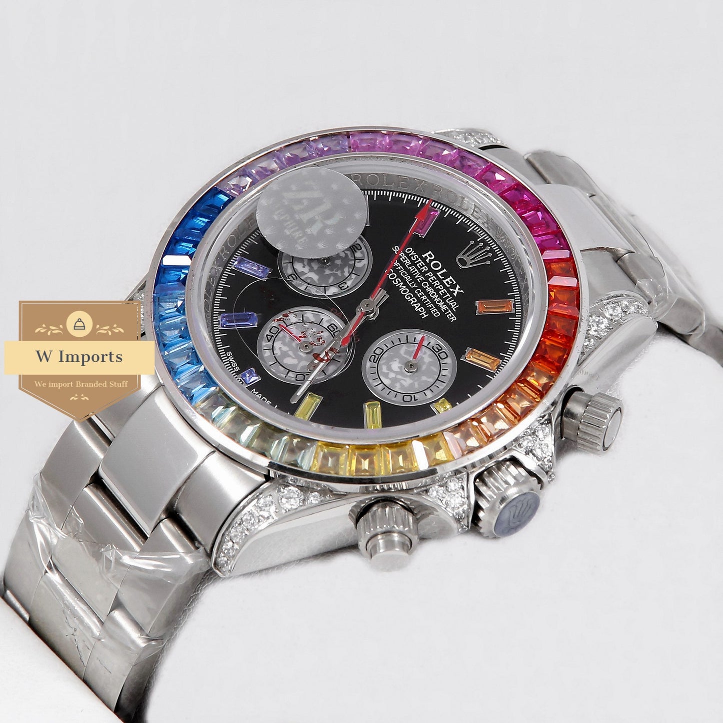 Latest Collection Chronograph  40 Rainbow Edition Silver With Black Dial ZR Factory