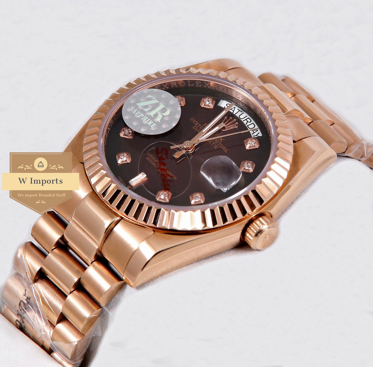 Latest Collection 36 Rose Gold With Chocolate Brown Dial Stone Numeral & Fluted Bezel ZR Factory