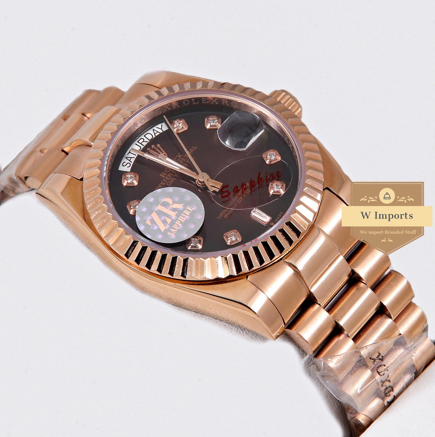 Latest Collection 36 Rose Gold With Chocolate Brown Dial Stone Numeral & Fluted Bezel ZR Factory