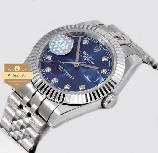 Latest Collection 41 Silver With Blue Dial Stone Numeral & Fluted Bezel Automatic Watch ZR Factory