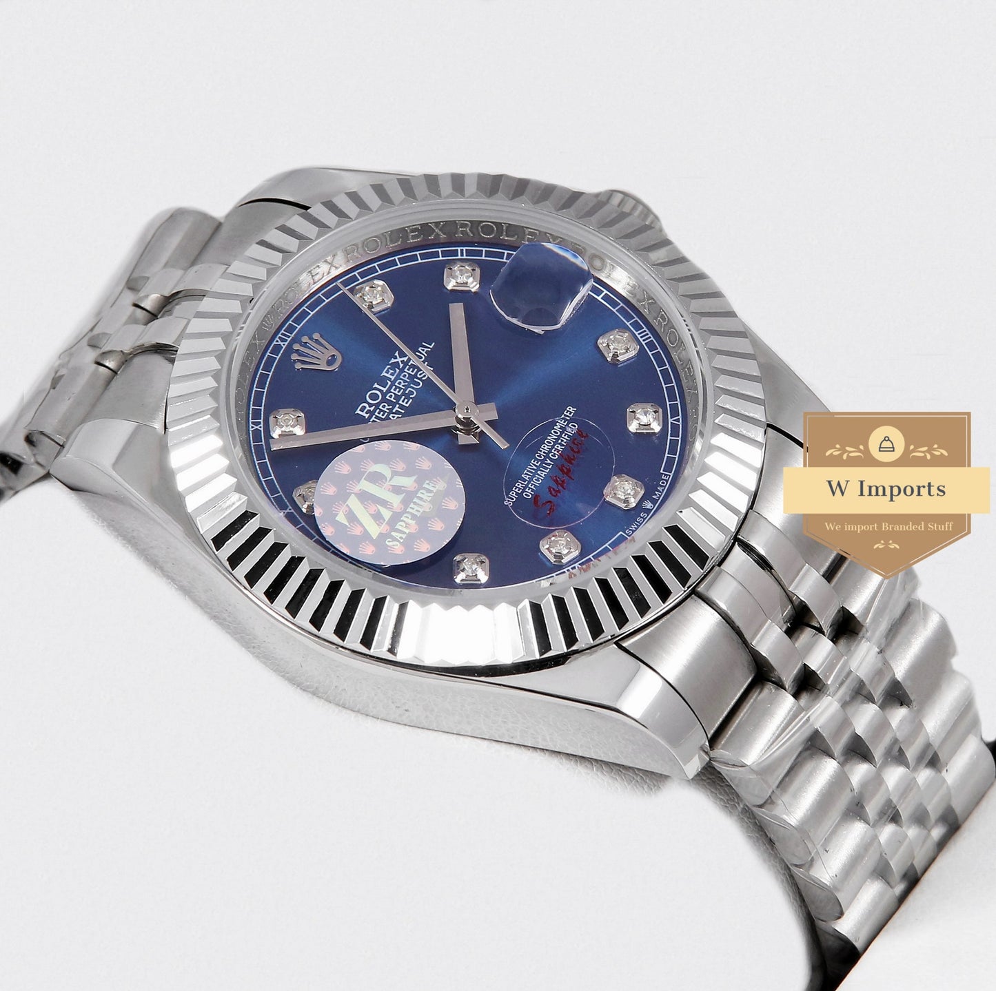 Latest Collection 41 Silver With Blue Dial Stone Numeral & Fluted Bezel Automatic Watch ZR Factory