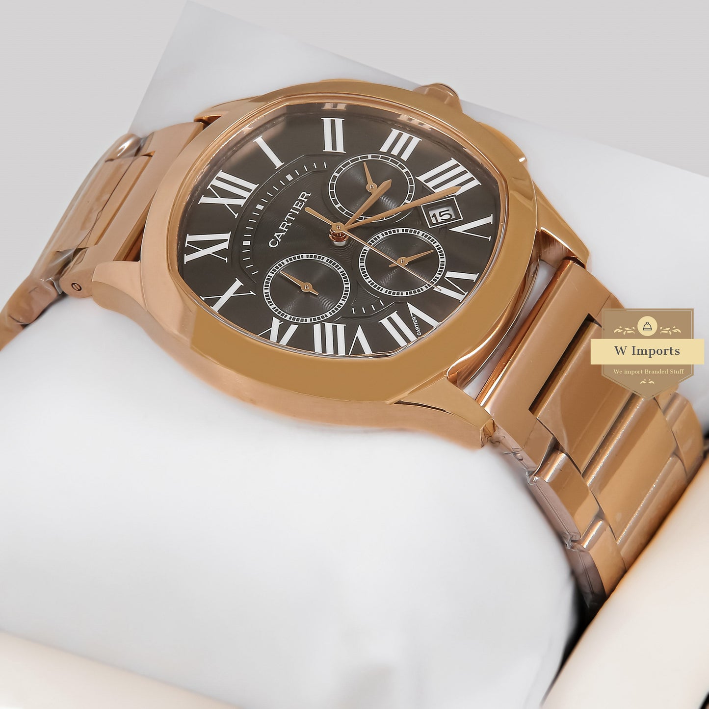 LATEST COLLECTION CHRONOGRAPH ROSE GOLD WITH BLACK DIAL CHAIN WATCH