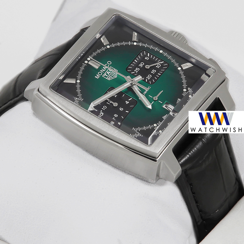 Latest Collection Chronograph Final Edition Silver Case With Green Dial & Black Leather Strap