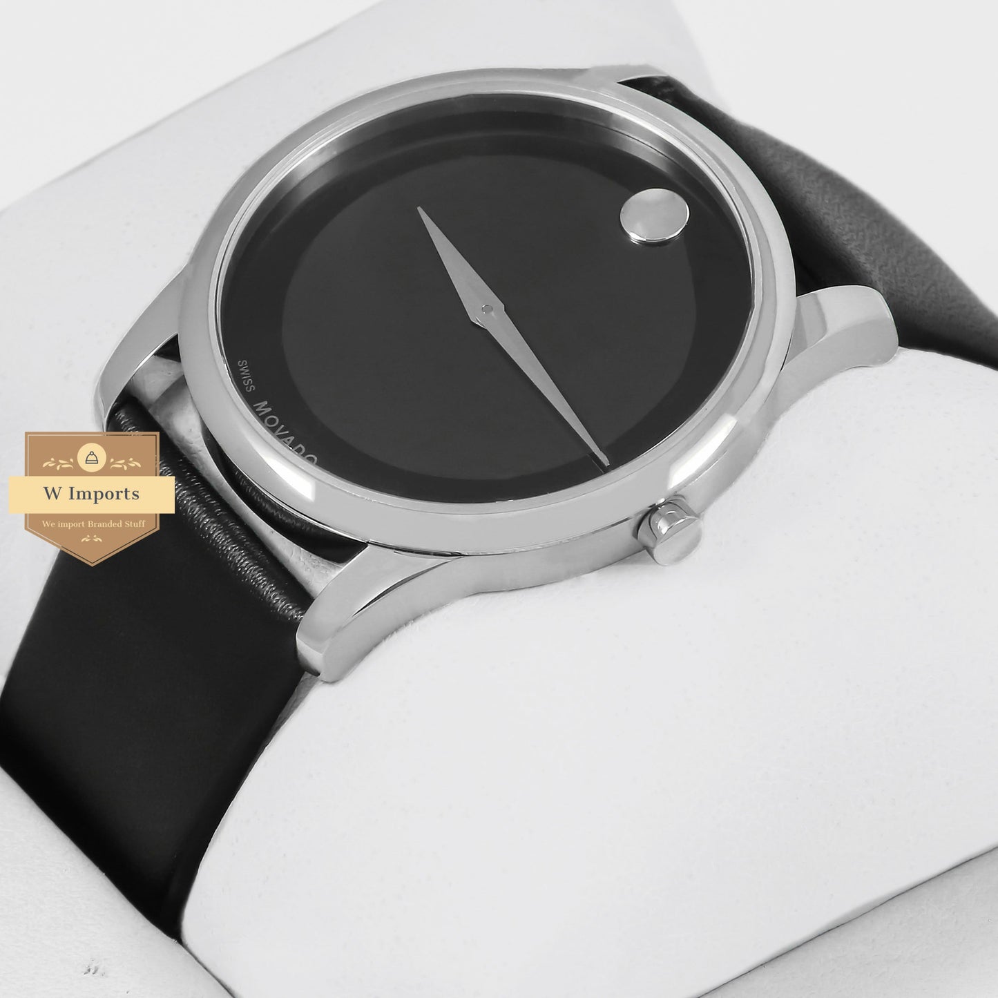 Latest Collection Silver With Black Dial & Leather Strap