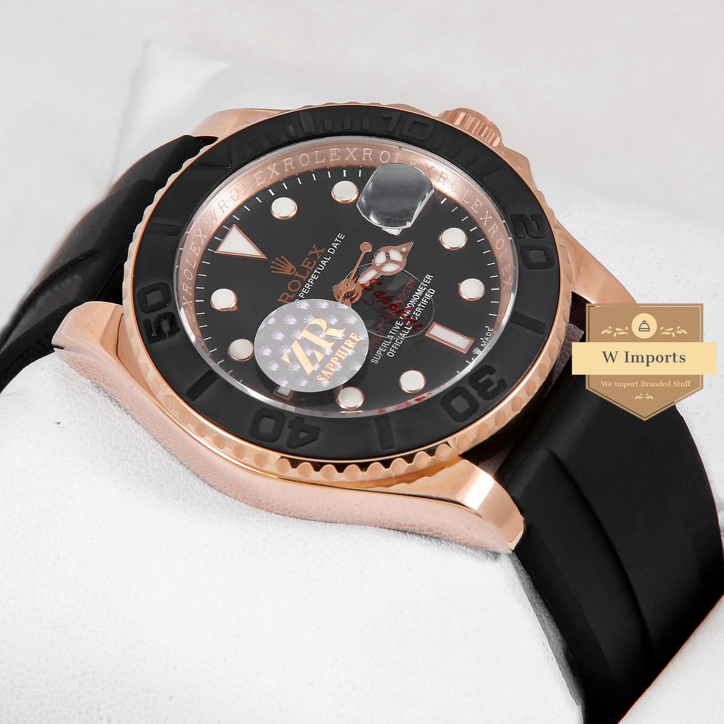 Latest Collection 42 Rose Gold & Black Case With Black Dial & PVC Rubber Strap Automatic Watch ZR Factory