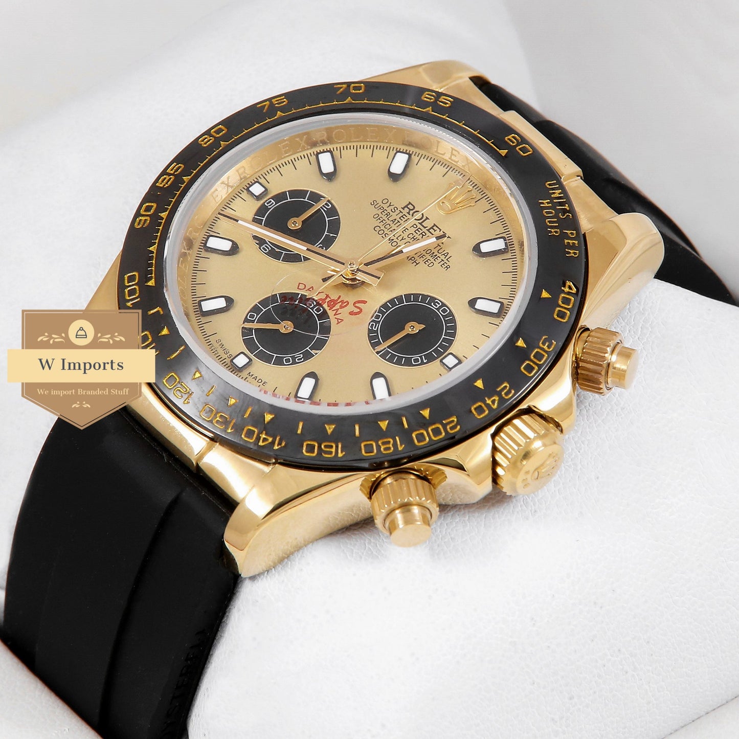 Latest Collection Chronograph 40 Yellow Gold Case With Ceramic Bezel Yellow Gold Dial & Black Rubber Strap ZR Factory