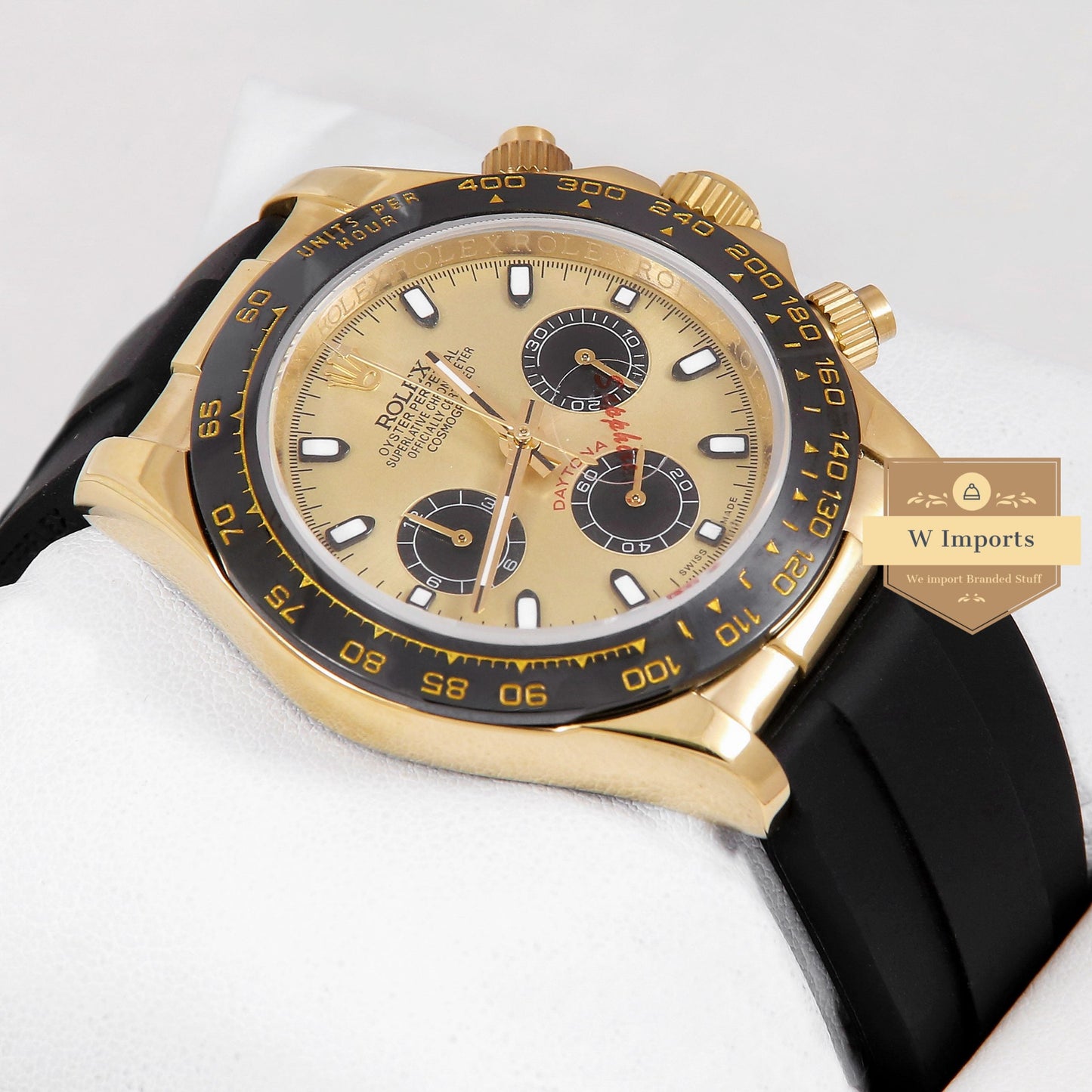 Latest Collection Chronograph 40 Yellow Gold Case With Ceramic Bezel Yellow Gold Dial & Black Rubber Strap ZR Factory