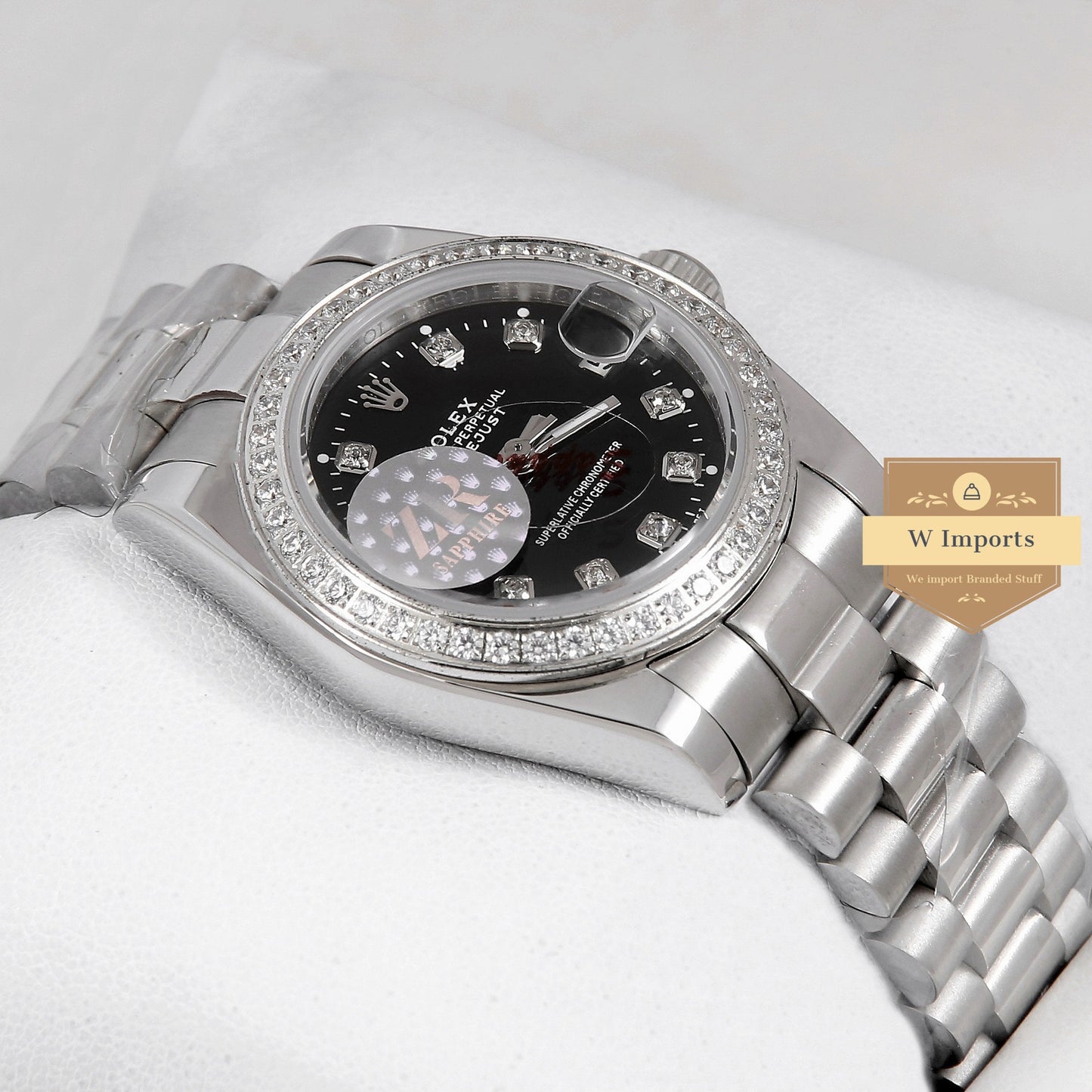 Latest Ladies Collection 31 Silver With Black Dial Stone Bezel Automatic Watch ZR Factory