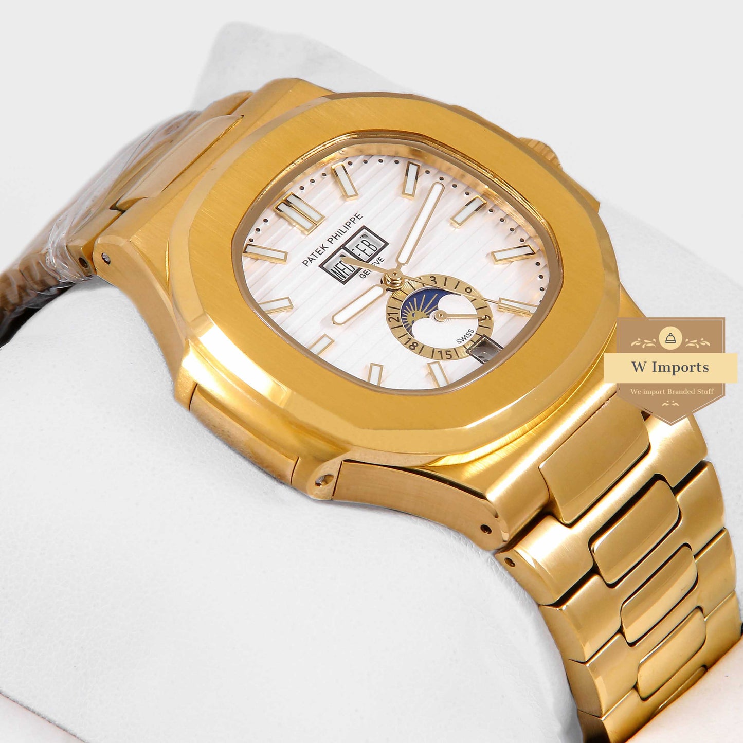 Latest Collection Annual Calendar Moon Phase Yellow Gold With White Dial