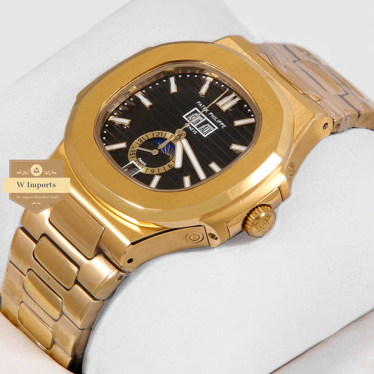 Latest Collection Annual Calendar Moon Phase Yellow Gold With Black Dial