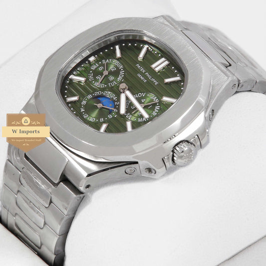 Latest Collection Moon Phase Silver With Green Dial Automatic Watch