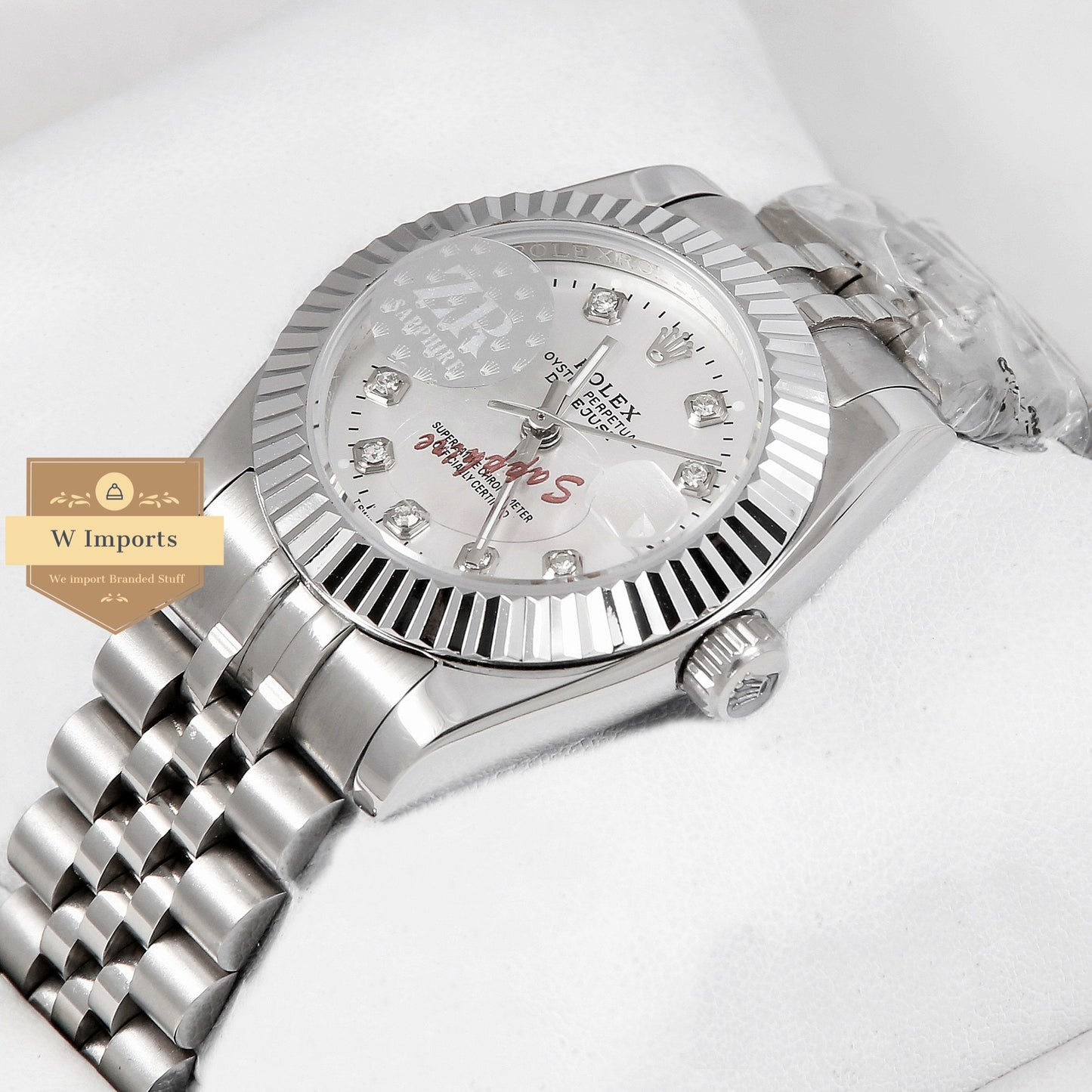 Latest Ladies Collection 31 Silver With White Dial Fluted Bezel & Stone Index Automatic Watch ZR Factory