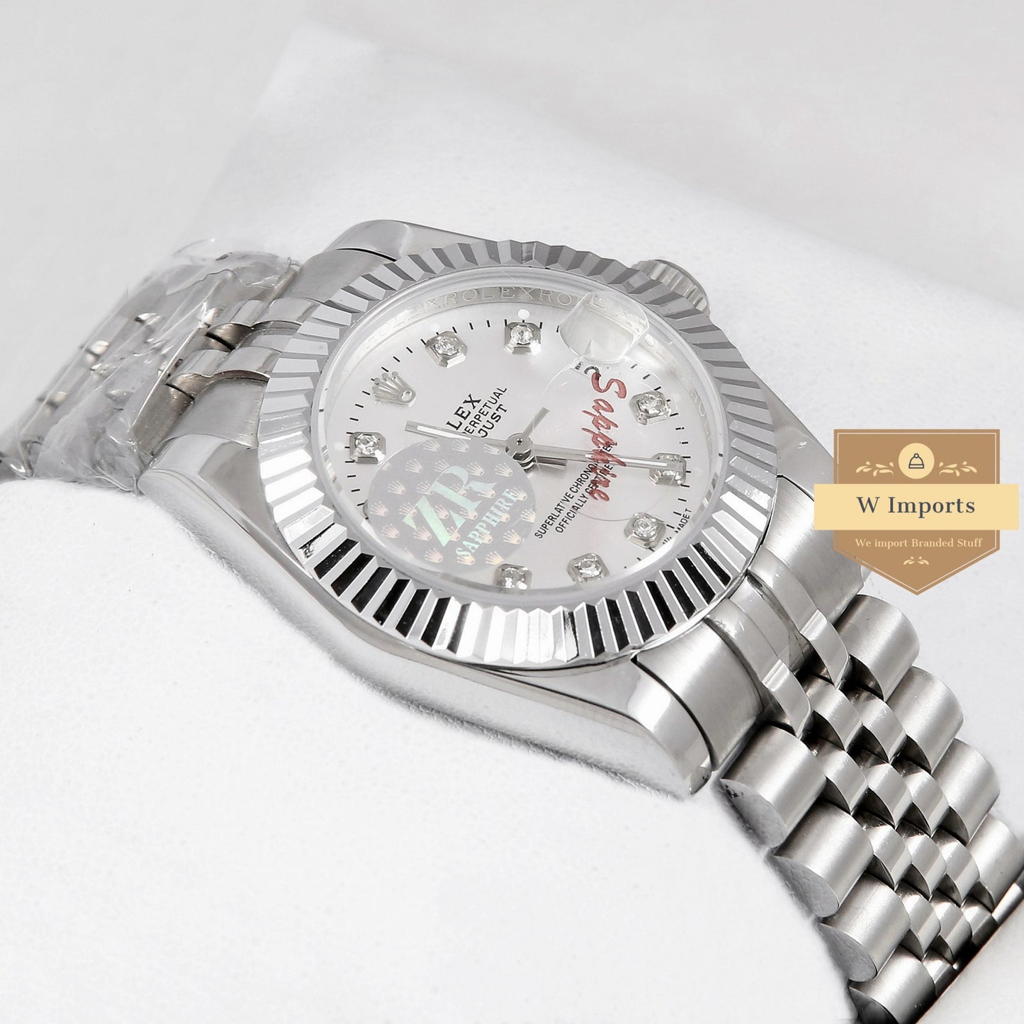 Latest Ladies Collection 31 Silver With White Dial Fluted Bezel & Stone Index Automatic Watch ZR Factory