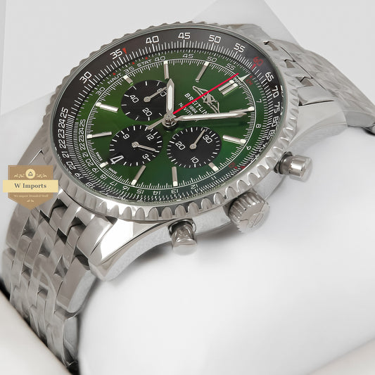 LATEST COLLECTION CHRONOGRAPH SILVER WITH GREEN DIAL CHAIN WATCH