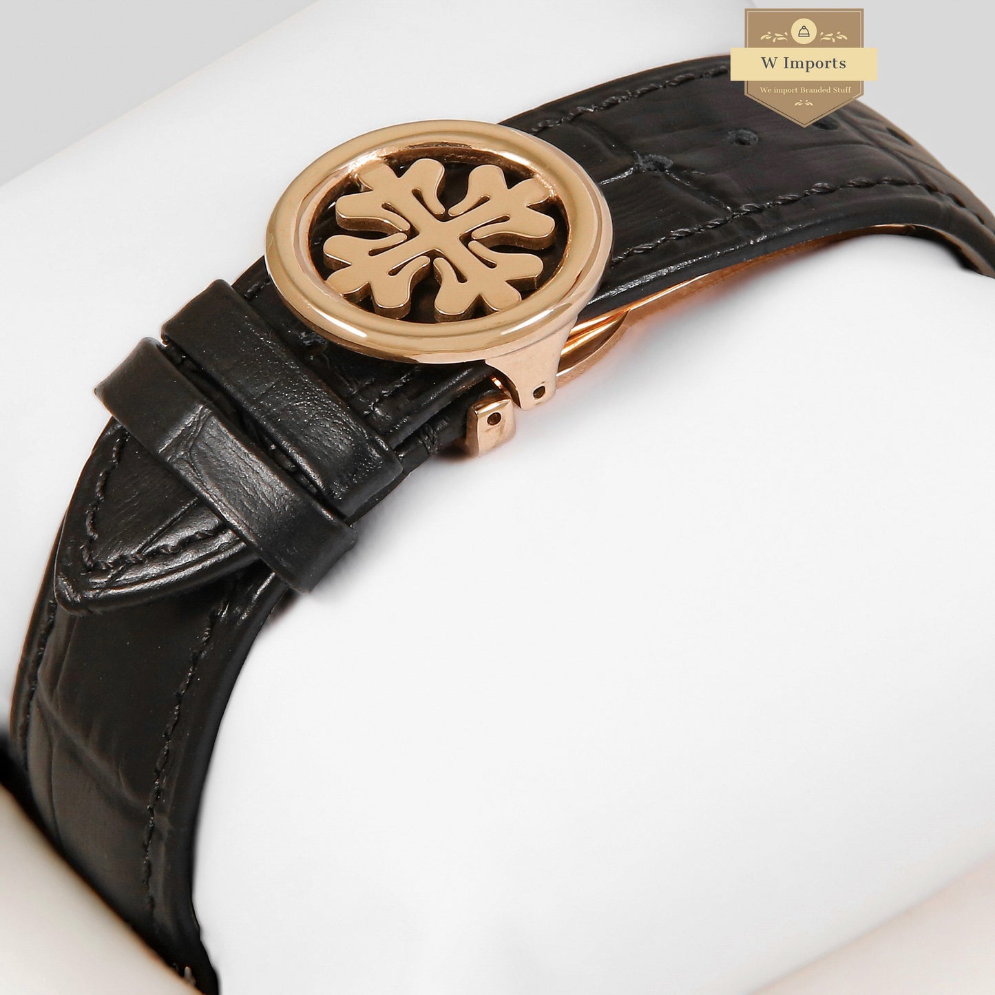 LATEST COLLECTION CHRONOGRAPH ROSE GOLD CASE WITH BLACK DIAL ROMAN FIGURE & LEATHER STRAP