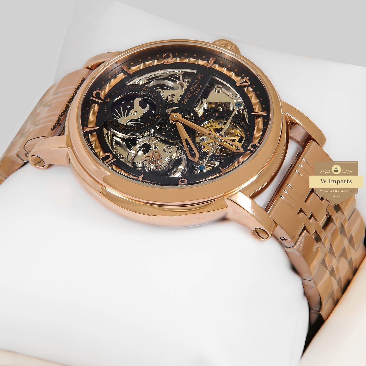 LATEST COLLECTION TOURBILLON ALL ROSE GOLD WITH BLACK SKELETON DIAL