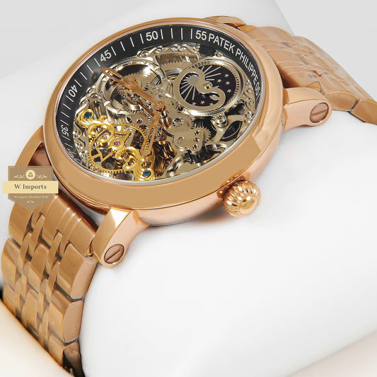 LATEST COLLECTION TOURBILLON ALL ROSE GOLD WITH SKELETON DIAL