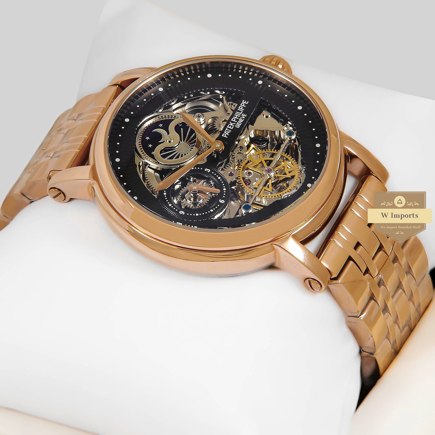 LATEST COLLECTION TOURBILLON ALL ROSE GOLD WITH BLACK SKELETON DIAL