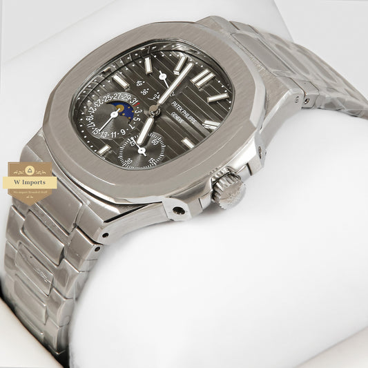 LATEST COLLECTION MOON PHASE SILVER WITH BLACK DIAL AUTOMATIC WATCH