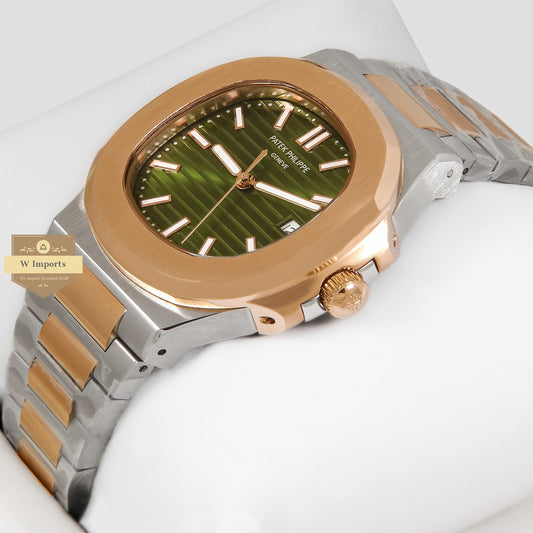 LATEST COLLECTION TWO TONE ROSE GOLD WITH GREEN DIAL AUTOMATIC WATCH