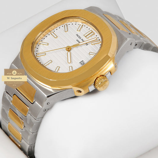 LATEST COLLECTION TWO TONE YELLOW GOLD WITH WHITE DIAL AUTOMATIC WATCH