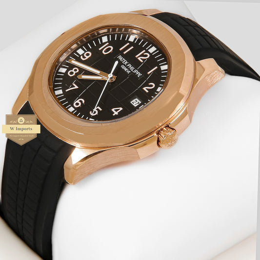 LATEST COLLECTION ROSE GOLD CASE WITH BLACK DIAL & RUBBER STRAP