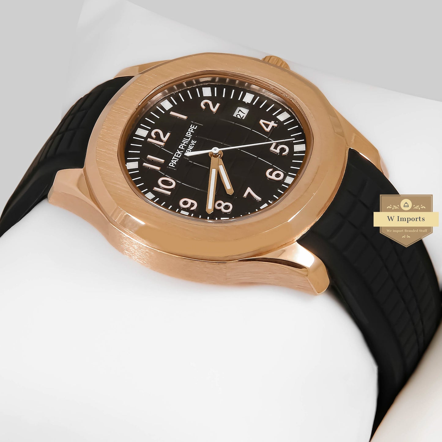 LATEST COLLECTION ROSE GOLD CASE WITH BLACK DIAL & RUBBER STRAP