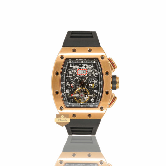 LATEST COLLECTION TOURBILLON CHRONOGRAPH ROSE GOLD CASE WITH SKELETON DIAL & BLACK RUBBER STRAP